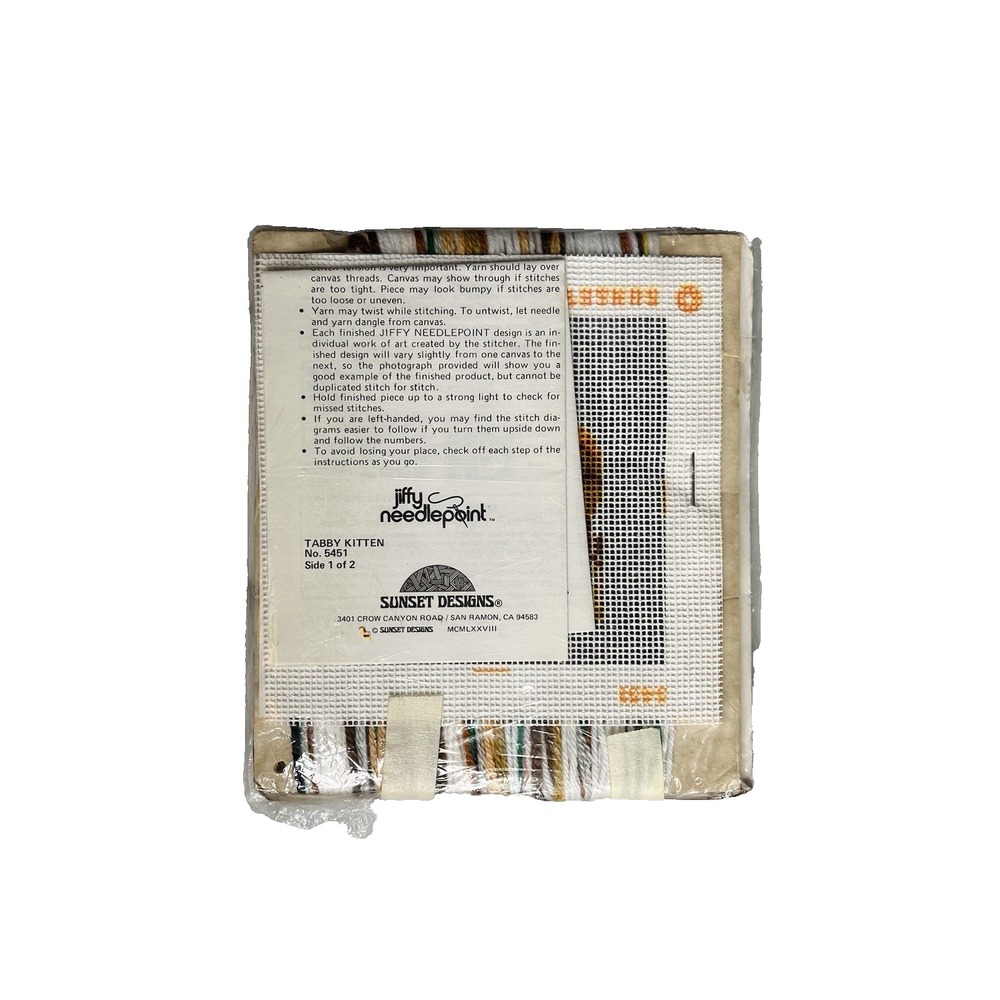NEW Jiffy Needlepoint Kit VINTAGE Tabby Kitten By Beth Reinstra - Picture 2 of 2